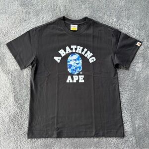 Bape Black Tee with Blue Camo Logo